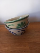 Set Of 2 Glazed Dip/snack Bowls. Good Condition. 10.5cm Diameter.