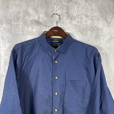 Paul Fredrick Dress Shirt Mens 17.5 37 Blue Two Ply Cotton Long Sleeve