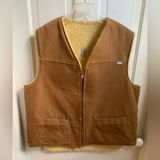 NWOT Vintage Union Made Carhartt Fleece-Lined Duck Canvas Hunting/Work Vest XLT