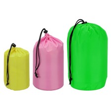 3 Pcs Stuff Sack, 4x8"/5x10"/7x13" Waterproof Storage Sack Yellow/Pink/Green