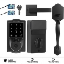 Smart Lock Deadbolt w/ Handle Keyless Entry Fingerprint Keypad App Control Black