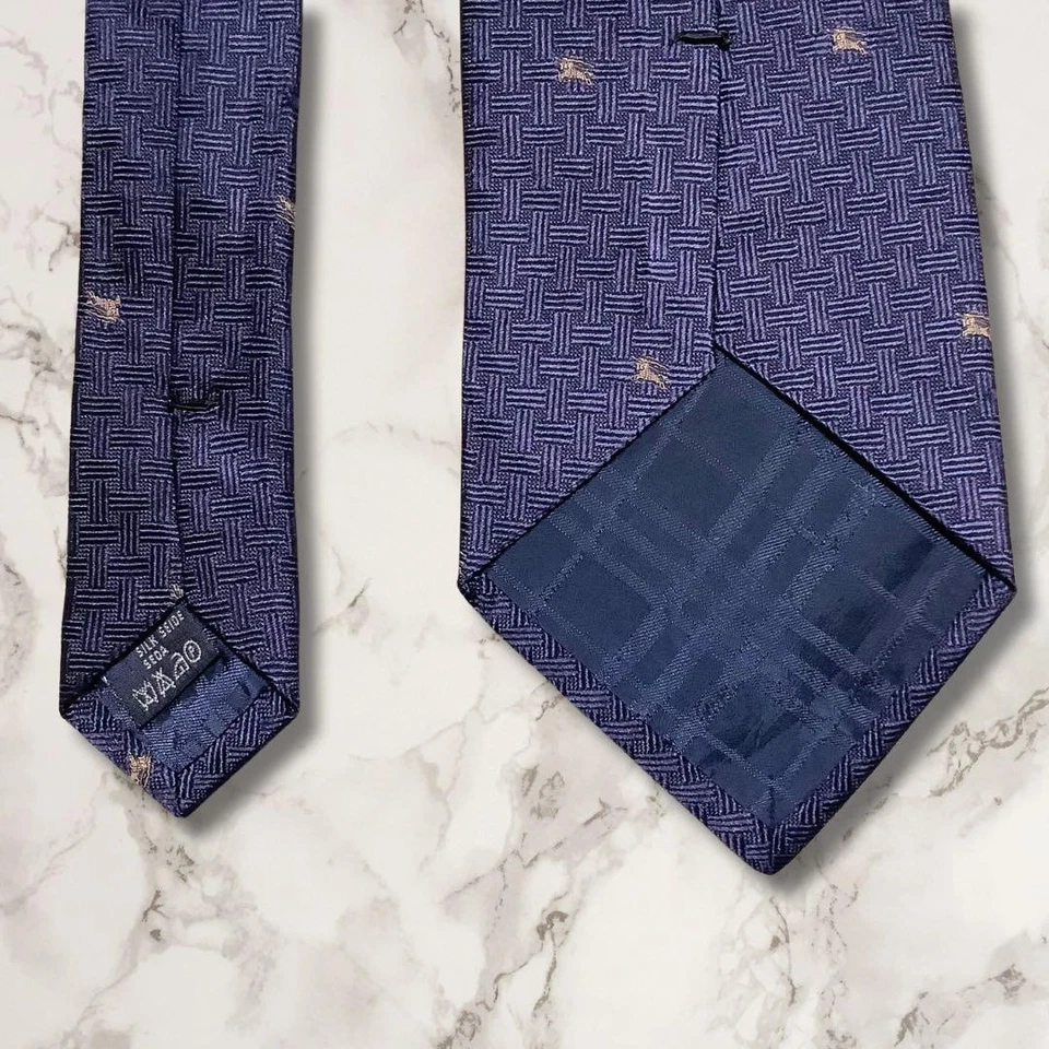 Burberry London Silk Navy Blue Pattern Tie Used Good Condition - Image 3 of 4