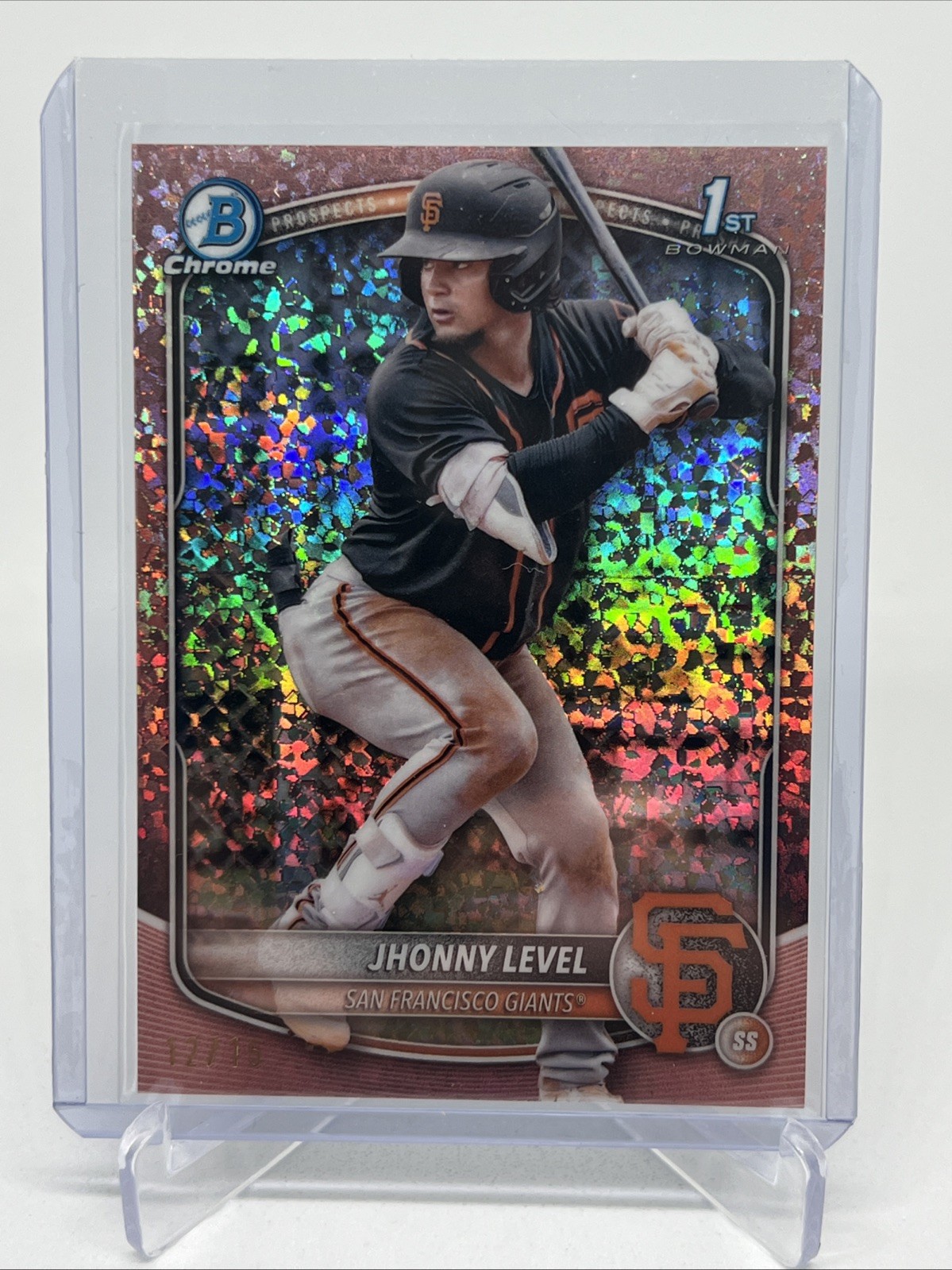 2025 Bowman Jhonny Level 1st Chrome Rose Gold Mini Diamond /15 Giants
