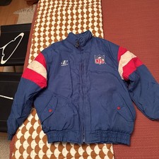 Men  s Vintage NFL Pro Line Logo Athletic Winter Puffer Jacket Size Large