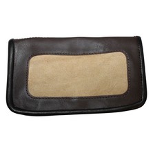 Tabakbeutel aus Glattleder braun dunkel braun hell schwarz Tabaktasche