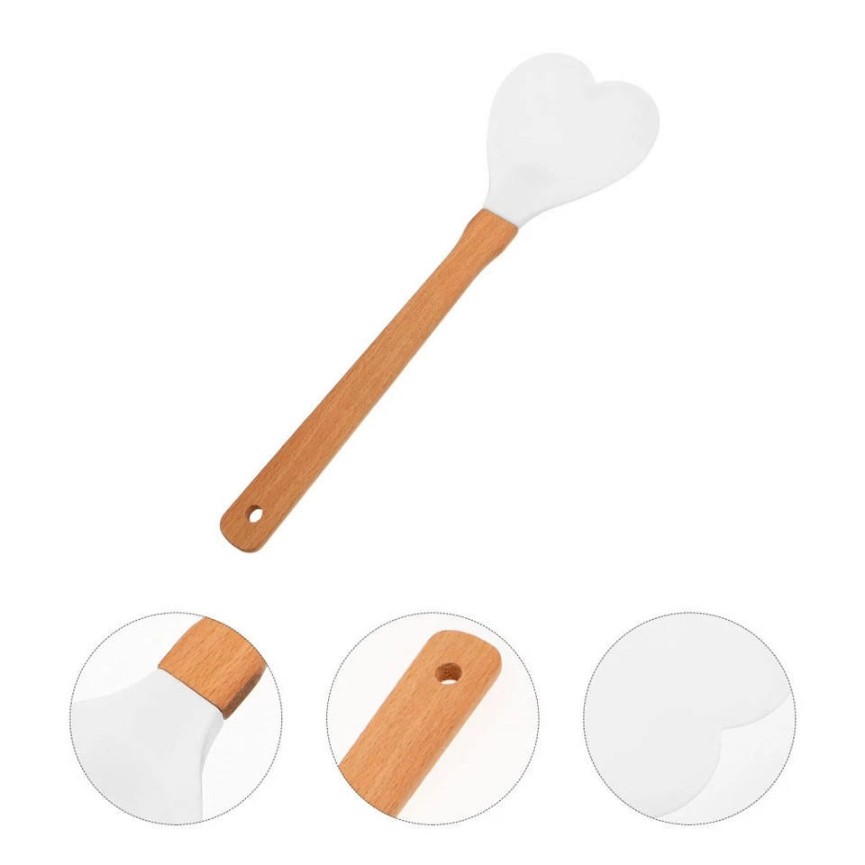 Cucchiaio in silicone a forma di cuore: spatola resistente al calore con manico - Immagine 2 di 4