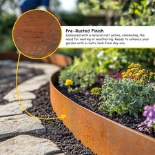 Corten Steel Lawn Edging 5m 10m  Roll Pre-Rusted Metal Garden Edging 15.5cm High