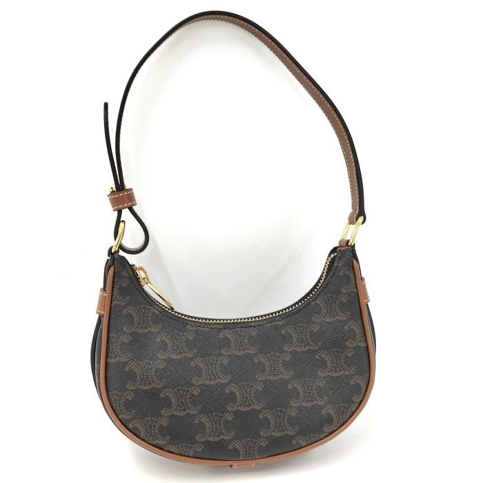 CELINE Ava One Shoulder Bag, Macadam PVC, Black, 193952