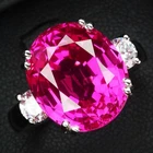 Hot Pink Rubellite Tourmaline Oval 9.45Ct 925 Sterling Silver White Gold Rings
