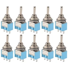 10Pcs SPDT  Toggle  3-Pin 2 Position ON/ON Miniature Toggle  6A 125V AC3565