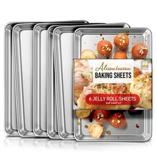 Aluminum Baking Sheet Set, 10" x 15" Jelly Roll Pan, Nonstick Cookie Sheets