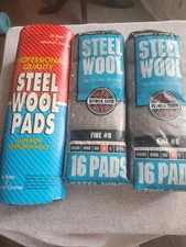 128 Rhodes American Steel Wool Pads 112 Fine - 16 Medium # 2 Paint Removal  8PKG