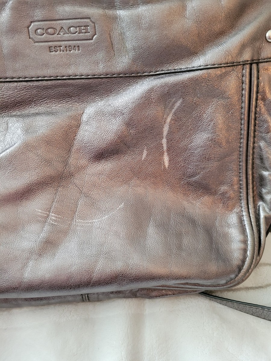 Vintage Coach Metallic Gray Leather Shoulder Bag Purse Y2K Zoe