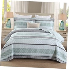 Quilts Queen Size,Cotton Queen Comforter Queen 90"x98" 01-3 Mint Green/Grey