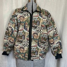 VTG 1980s Handmade Route 66 Tapestry Jacket Lined- One of a Kind- Size M-L