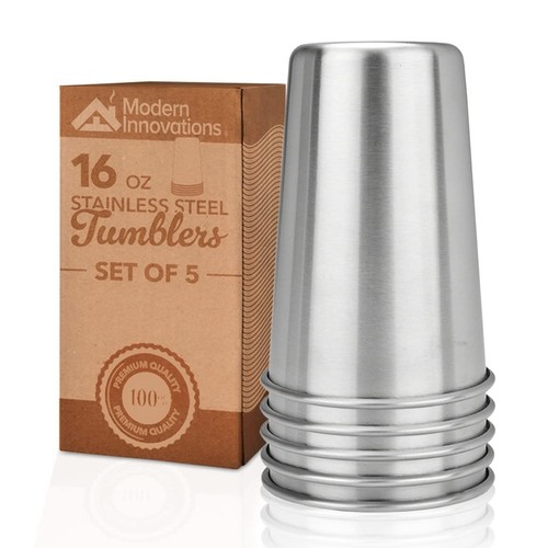 16 Ounce Stainless Steel Pint Cups - Stackable Pint Cup Tumblers For Travel –...
