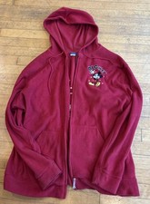 Vintage DISNEY Mickey Mouse Soft Fleece Zip Up Hoodie Red Womens 2XL Embroidered