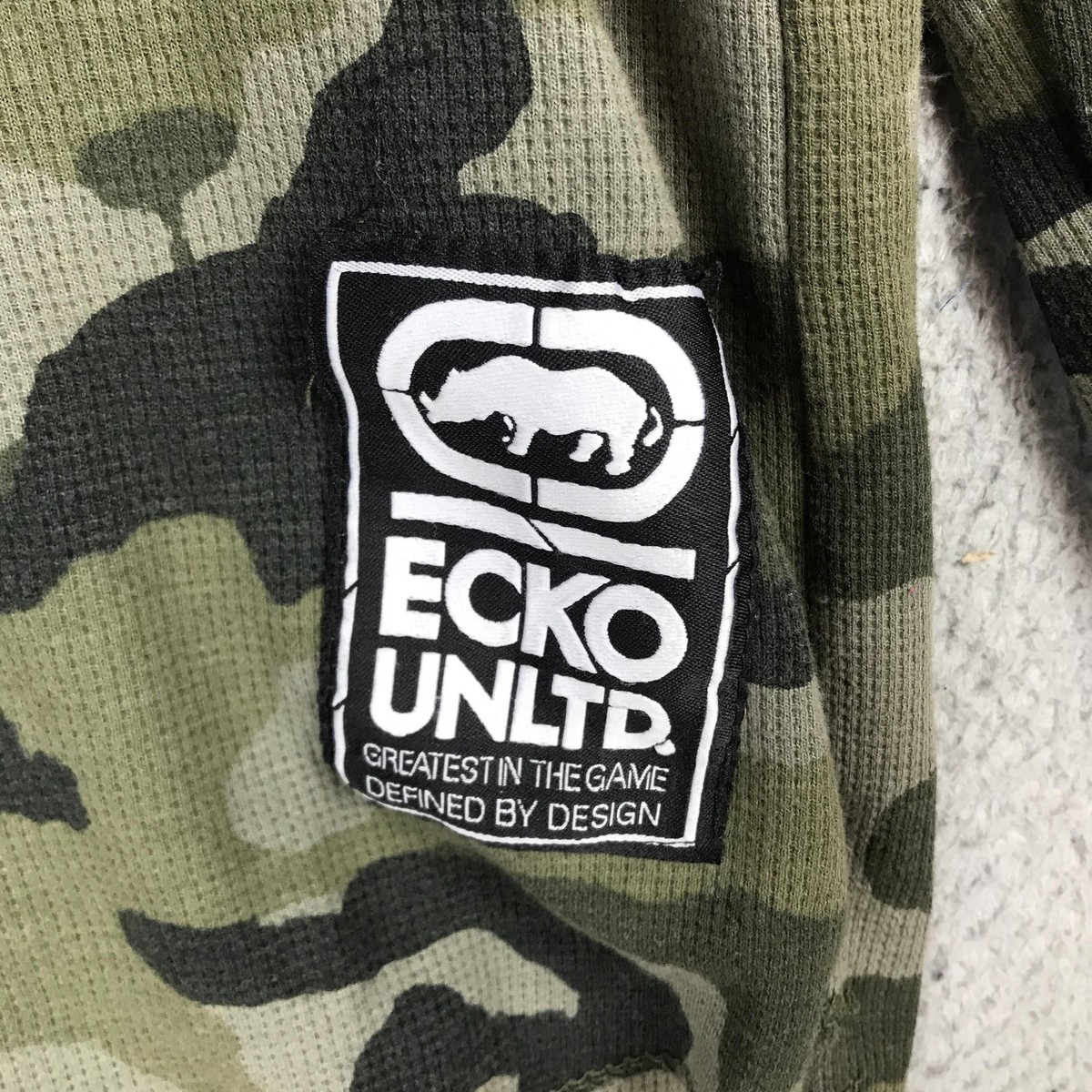 Ecko Unltd Shirt Mens 3XL Green Camo Thermal Long Sleeve Crewneck
