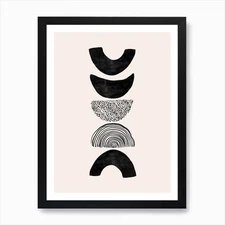 Mid Century Moon Shapes Art Print Framed Wall Art Poster Canvas Print Picture