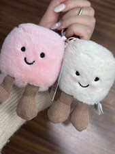 Sweet Jellycat Marshmallow Amuseables Bag Charm Plush Keychain Collectible NWT