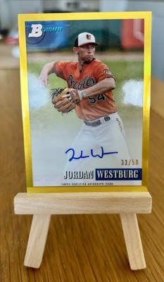 2021 Bowman Heritage Chrome Prospect Gold Refractor 33/50 Jordan Westburg Auto
