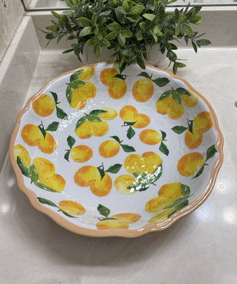 The Farmhouse Rachel Ashwell Large Lemon Melamine Serving Bowl 13.5'' Diameter