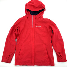 Columbia Onmitech Windbreaker Mesh Lining Rain Full Zip Hoodie Red Youth Sz M