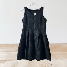 Ann Taylor Black Floral Sleeveless Fit & Flare Dress Size 10 Whimsigoth Party