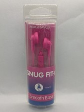 Magnavox Snug Fit  In Ear Headphones w/ Handsfree Mic  Music Ctrl, Pink - NEW