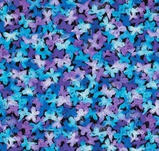 Butterfly Fabric Turquoise Purple Blue Butterflies Black Apparel Quilting Cotton