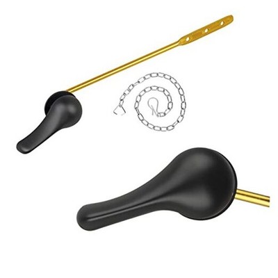 Toilet Handle Replacement Kit, Toilet Flush Handle with Stainless Steel Black