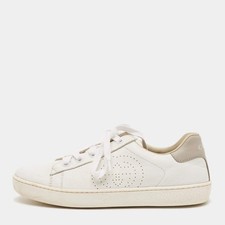 Gucci Ace Size 33 White Perforated Interlocking G Leather Low Top Sneakers