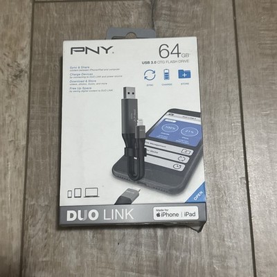 PNY DUO Link 64GB USB 3.0 OTG Flash Drive for iOS Devices and Computers - IPhone
