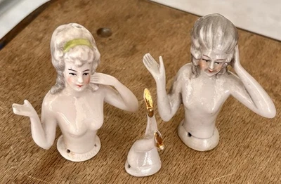 Lot 3 Demi-figurine Doll Marquise et jambes Porcelaine Biscuit Allemand numéroté - Photo 1/4