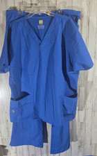 WonderWink Womens 2XL Scrub Set Top and Bottoms Blue 4 Pockets Shirt and Pants