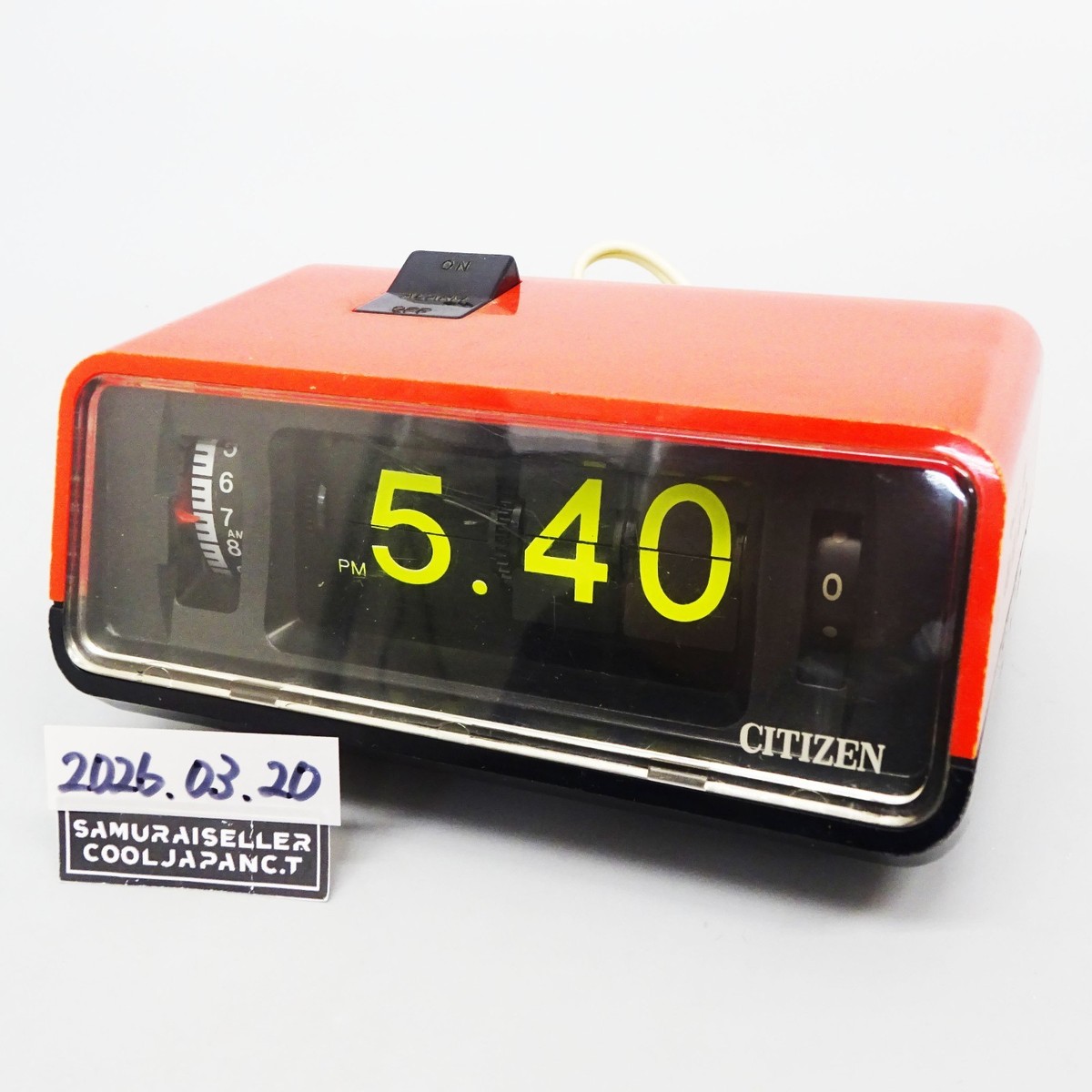 CITIZEN 5RD025 Red Flip Alarm Clock Retro Vintage Desk Clock Made