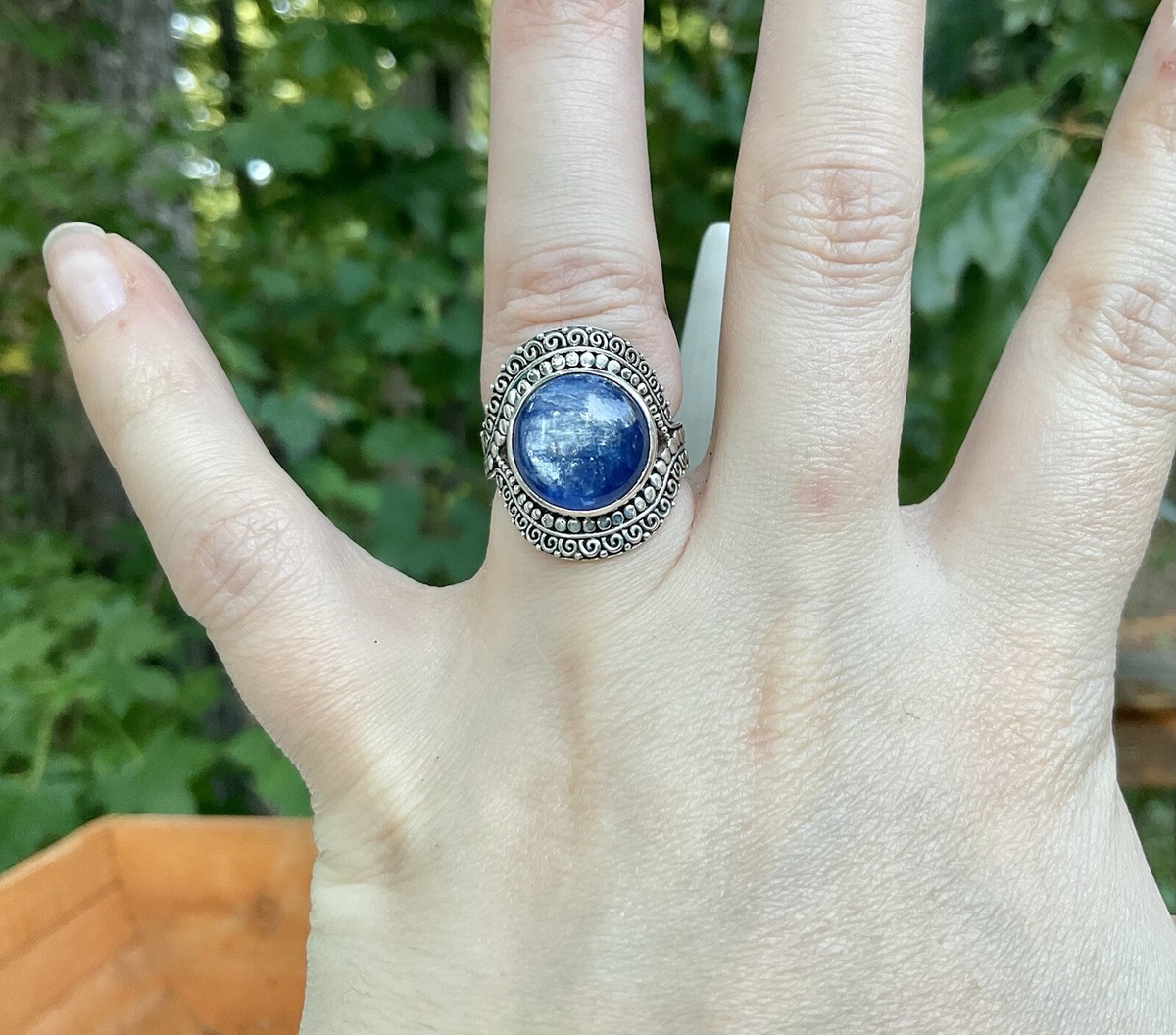 Sajenシルバーリング Sajen Sterling Silver Kyanite Cabochon Spiral Ring sz 5.25 | eBay