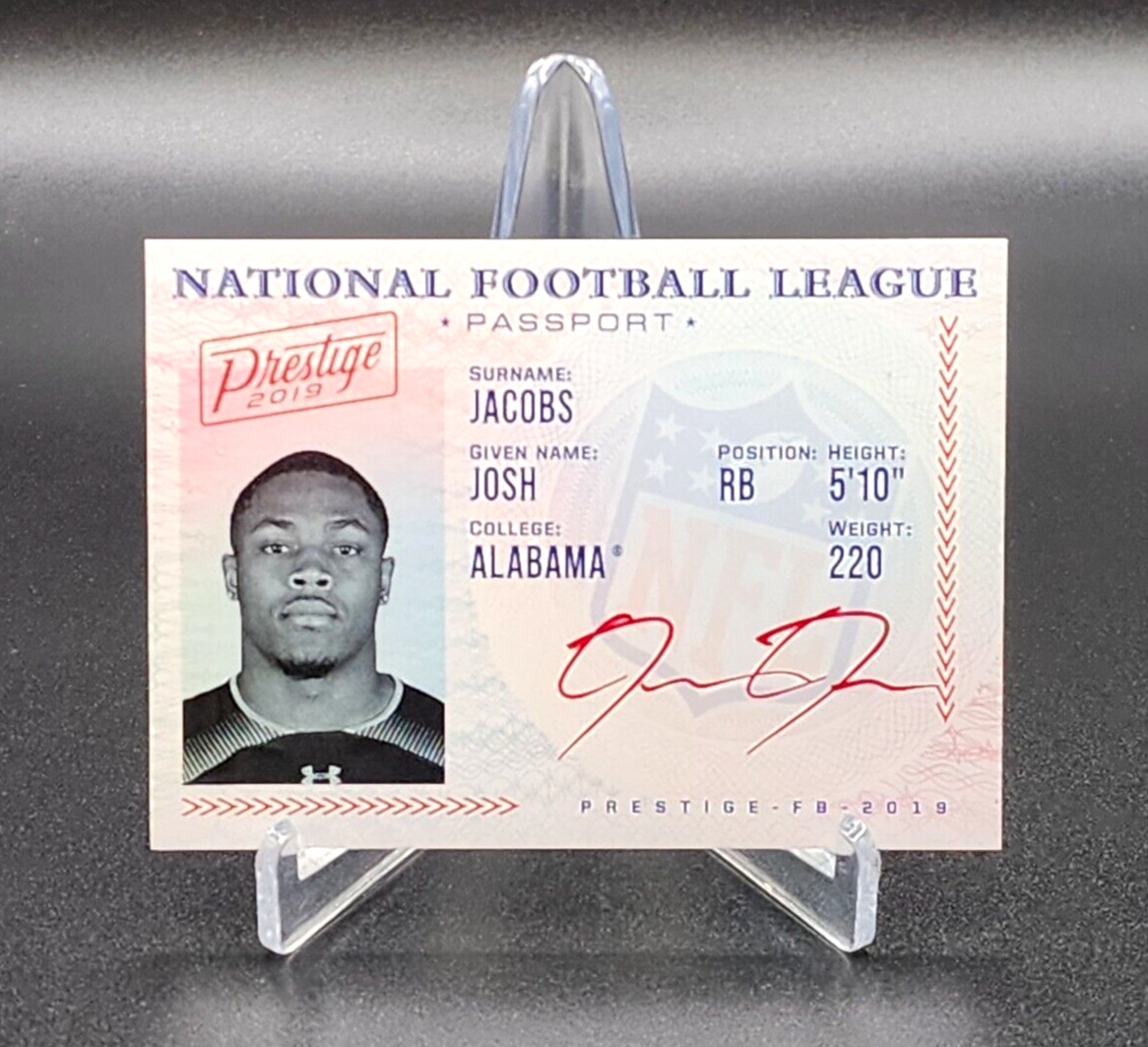 Josh Jacobs Panini Prestige NFL Passport Signatures #PAJJ Red Ink