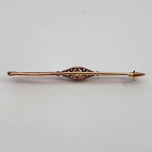"Spilla barra diamantata antica miniera oro 18k edoardiano taglio rosa 2,0"" - Foto 4 di 9