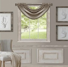Elrene Home Fashions All Seasons Darkening Waterfall Window Valance Silver 52X36