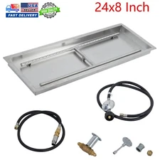 24"x8" Rectangle Drop-in Fire Pit Pan Burner Kit Natural Gas/Propane Fire Pit US