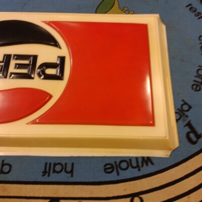 HUGE VTG PEPSI ACRYLIC EMBOSSED OUTDOOR SIGN 72 X 35 SODA