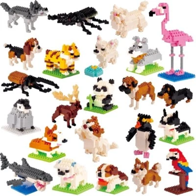 Mini100 Kinds of 3D Animal Building Blocks Eagle Moose Dog Cat Bird Bricks Toy