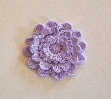 Crocheted Lavender 4-Layered Mum Flower Applique Medium Quilting Sewing