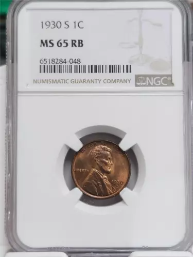 1930-s LINCOLN PENNY CENT NGC MS65  RB