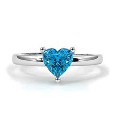 Heart Shape Blue Topaz gemstone ring 925 Sterling Silver Promise Gift ring