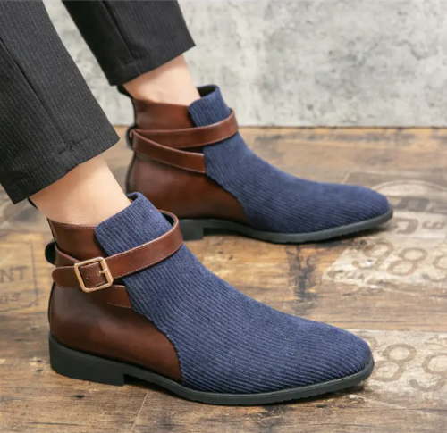 Mens Ankle Boots Business Leather Shoes 