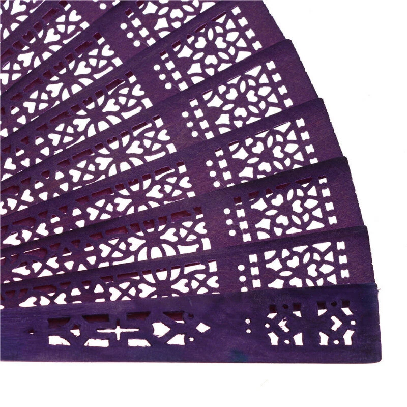 Abanico Plegable Bambú Tallado Boda Mano Fragante Fiesta Madera China Foto 4 de 4