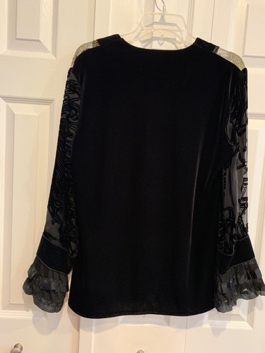 Ania.A silk & velvet gold/black jacket, Sz M, art to wear, whimsigoth, fairy - Picture 4 of 16