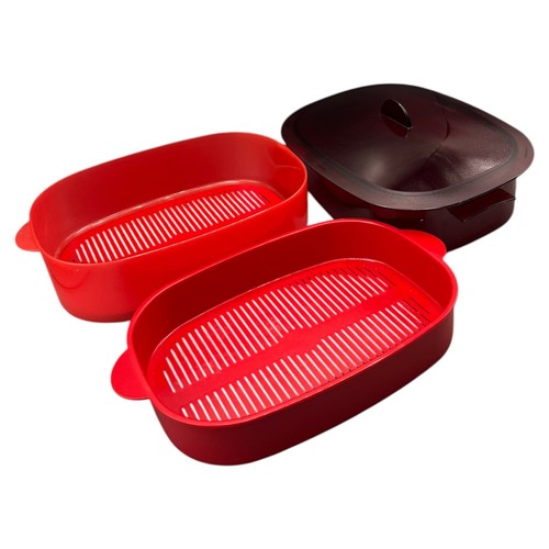 Tupperware Multi Micro Dämpfer Dampfgarer Mikrowelle 31cm Rot Dampfgaren Mikro - Bild 7 von 11